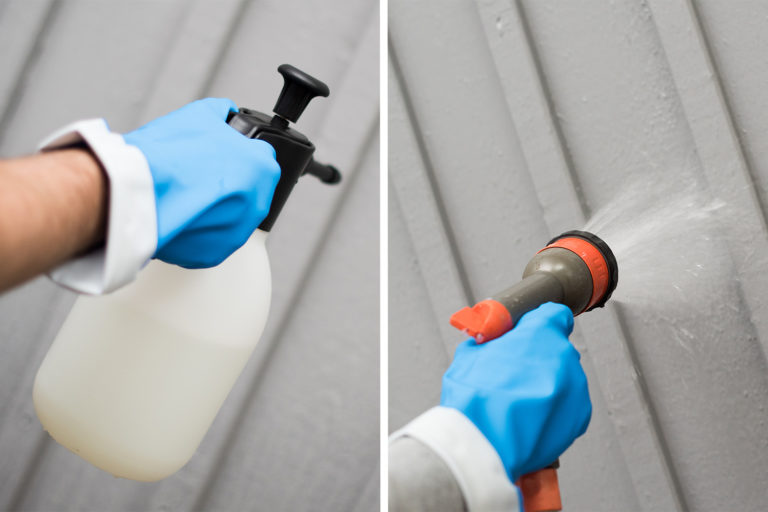 Rens træværket for alger og skidt